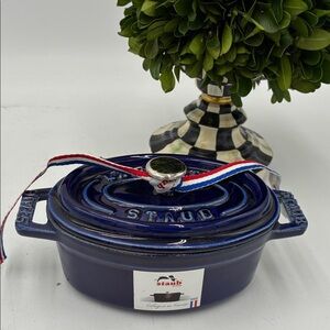 Staub Mini Oval Dutch Oven with Lid Dark Blue